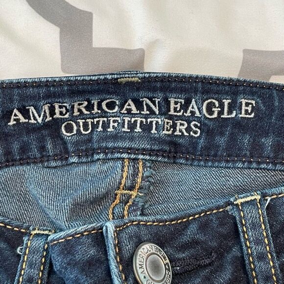 American Eagle Super Stretch Skinny Jeans Blue Dark Wash Denim Low Rise 0 - Picture 6 of 9